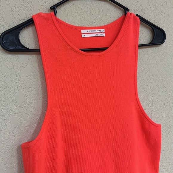 Anthropologie Elodie Sweater Neon Coral Womens XL Stretch Top tank NWOT - Picture 4 of 5